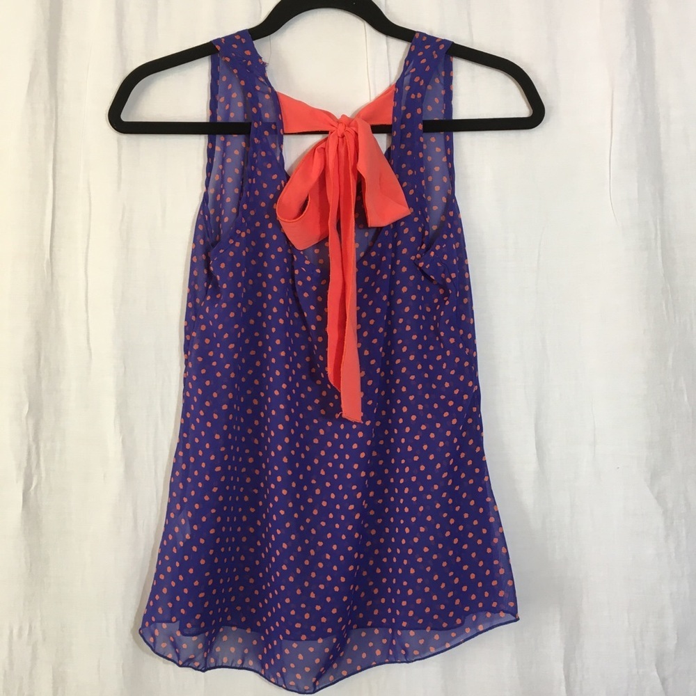 Semi Sheer Sleeveless Tank Bow Tie Back - Picture 3 of 8